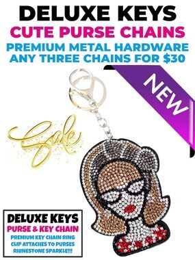 DeLuxe Keys Rhinestone Keychain/Purse Chain-Librarian Brunette